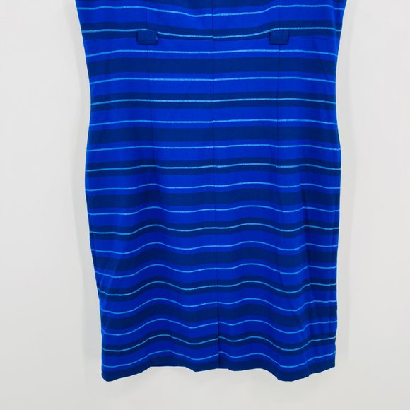 Calvin Klein Size 16 Blue Striped Sleeveless Career Midi Sheath Dress - Picture 8 of 9